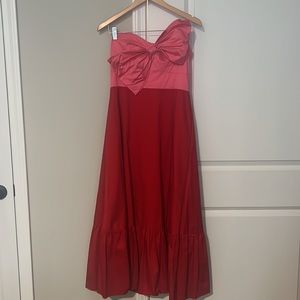 Anthro strapless stunner~ Red & Pink with POCKETS 💕♥️ gently used